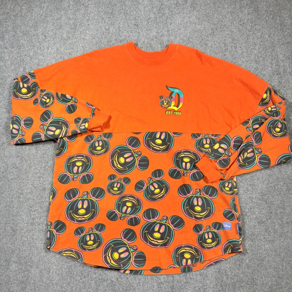 Disney Disneyland Spirit Jersey Unisex Large Orange Mickey Pumpkin Halloween